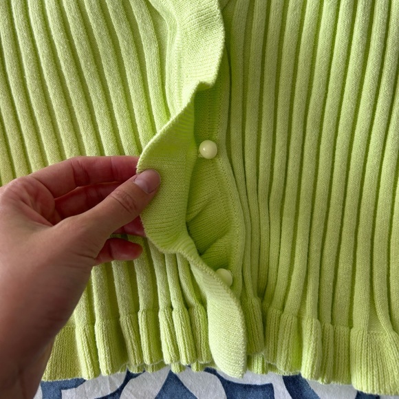 BCBGeneration Neon Rib-Knit Ruffle Top - Picture 4 of 6